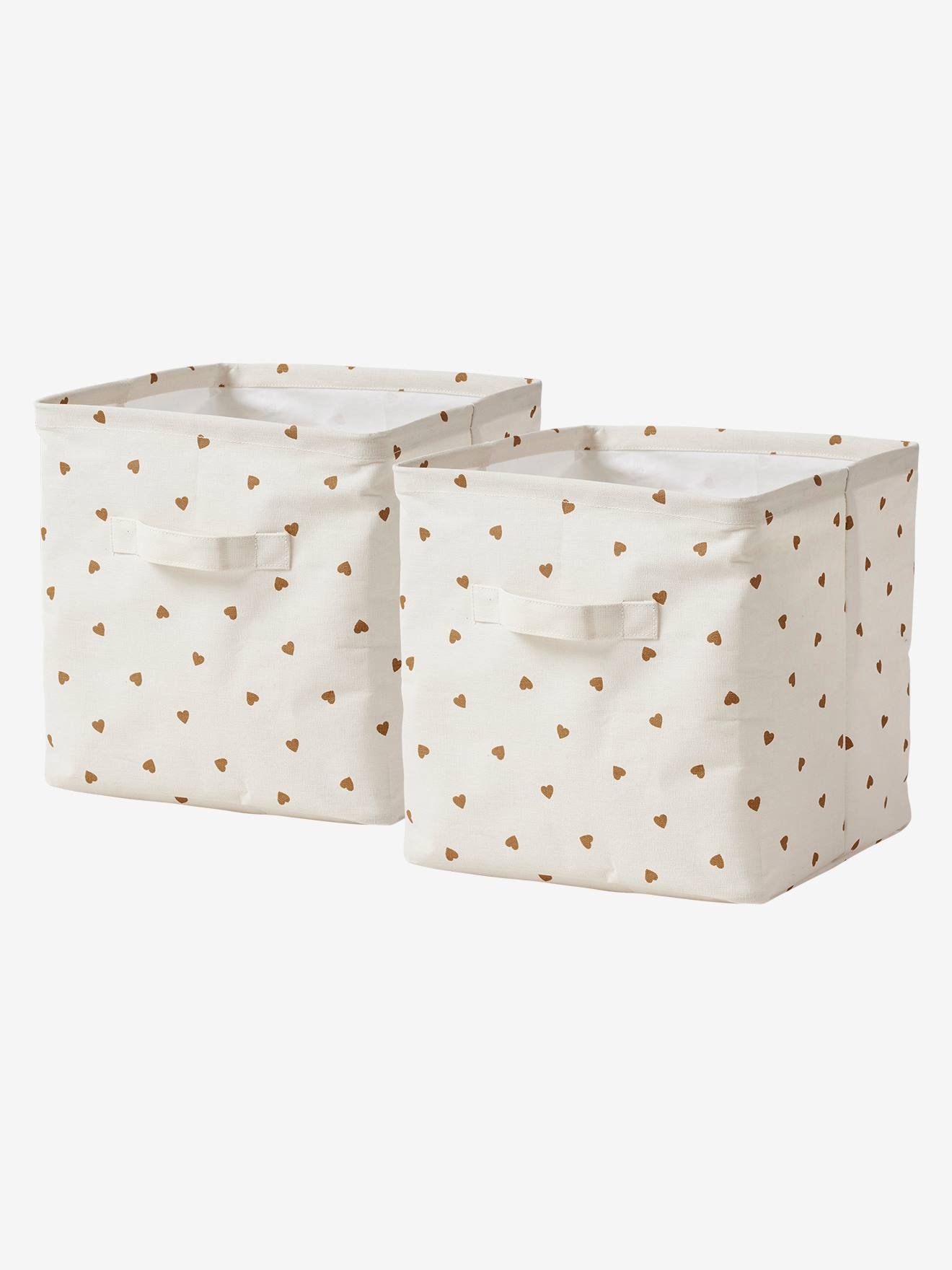 Lot de 2 bacs de rangement blanc imprimé (Vertbaudet) - Image 2