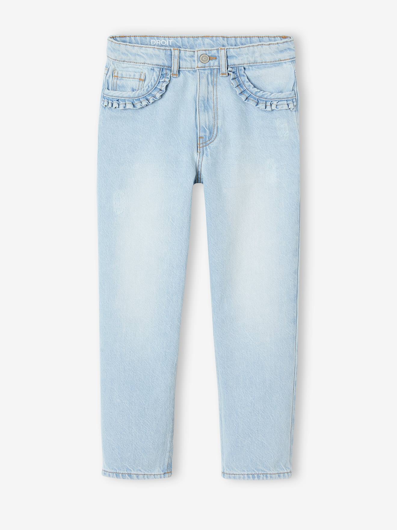 Jean fille droit MorphologiK tour de hanches large denim bleached