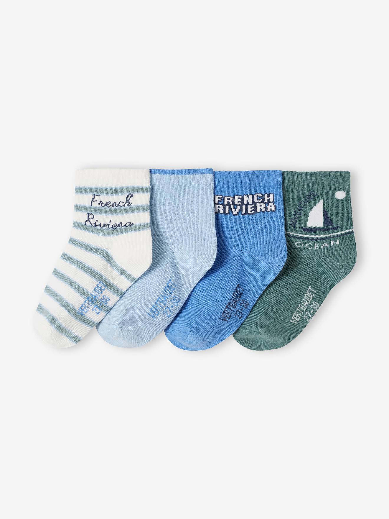 Lot de 4 paires de chaussettes garçon bleu ciel