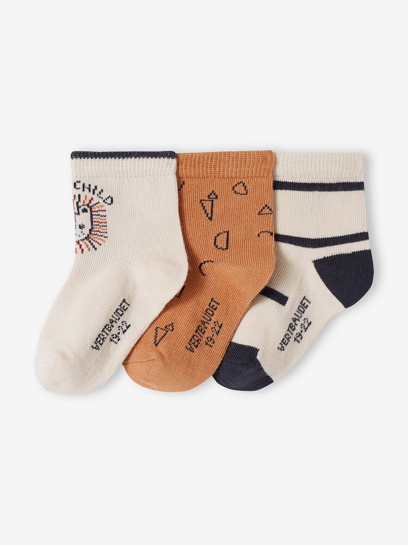 Lot de 3 paires de chaussettes dune bébé garçon sable