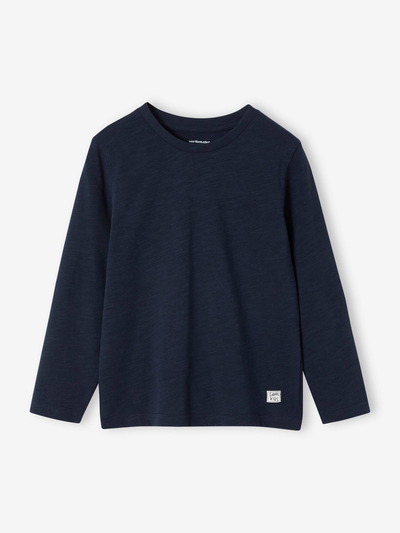 Vertbaudet - T-shirt couleur personnalisable garçon manches longues marine