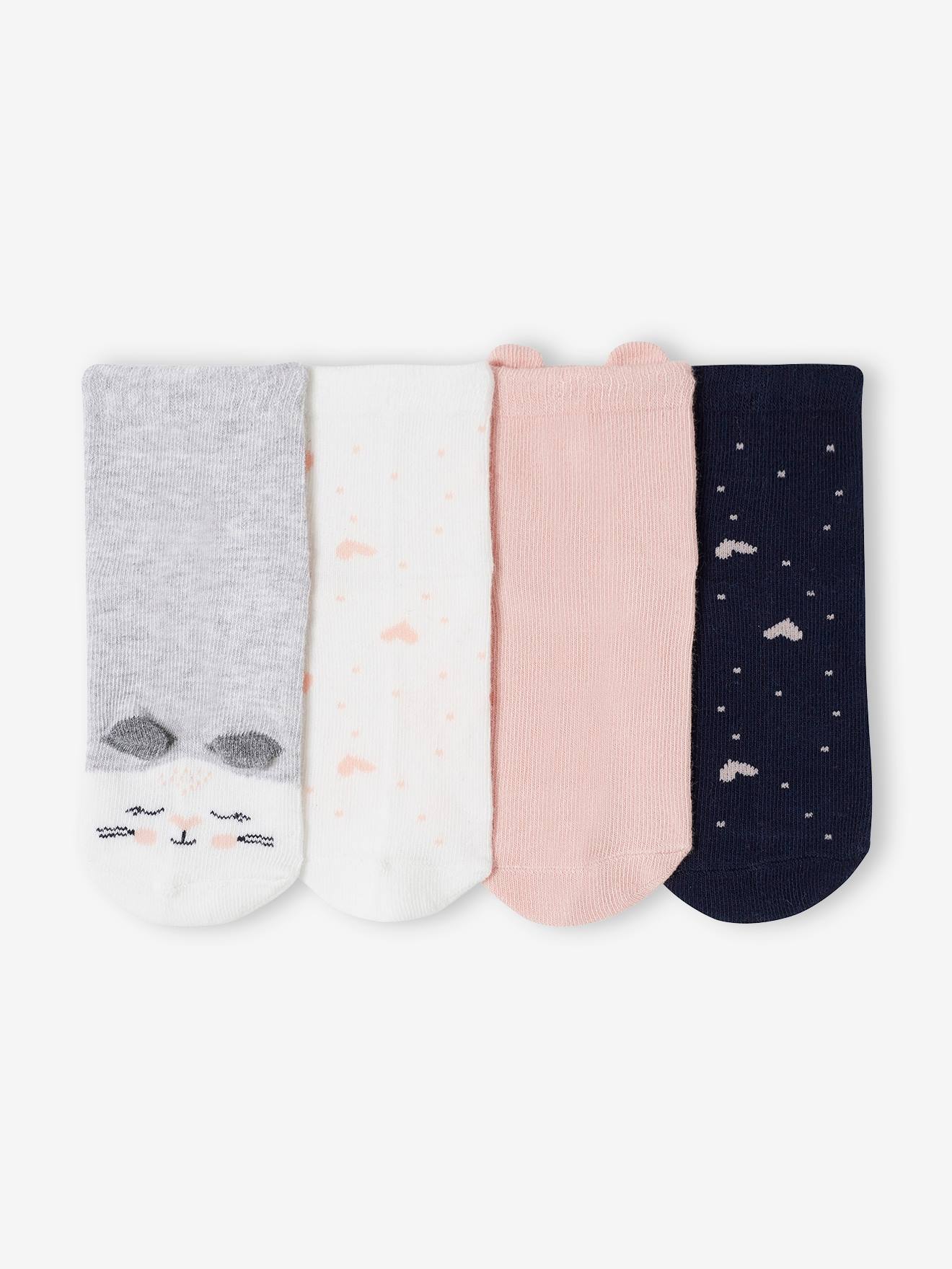 Lot 4 Paires Chaussettes Chat Coton - Taille 37-42 - Drôles Et Chaudes - Cadeau Femme