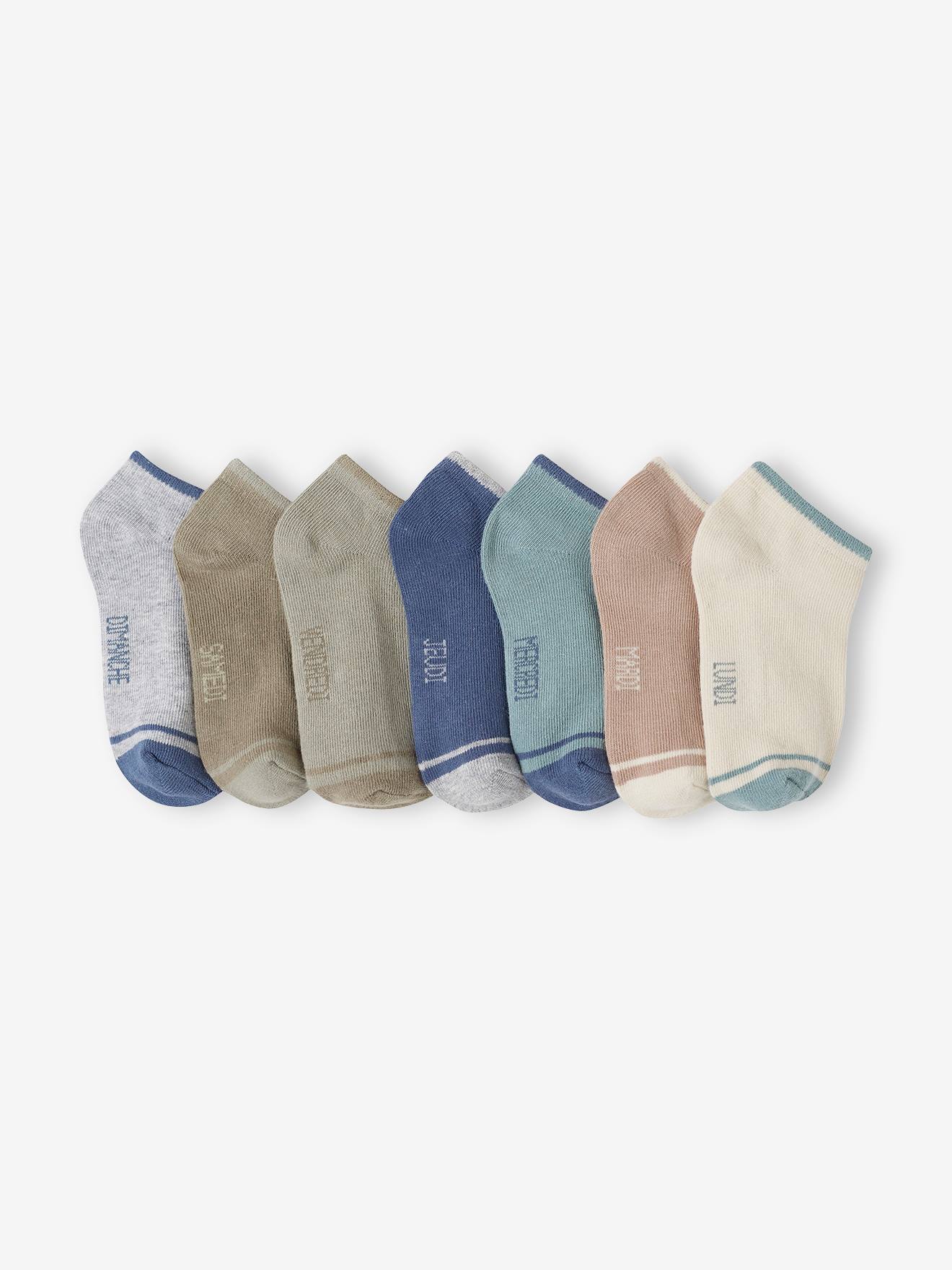 Lot de 7 paires de socquettes garçon bleu grisé Lot de 7 paires de socquettes garçon bleu grisé