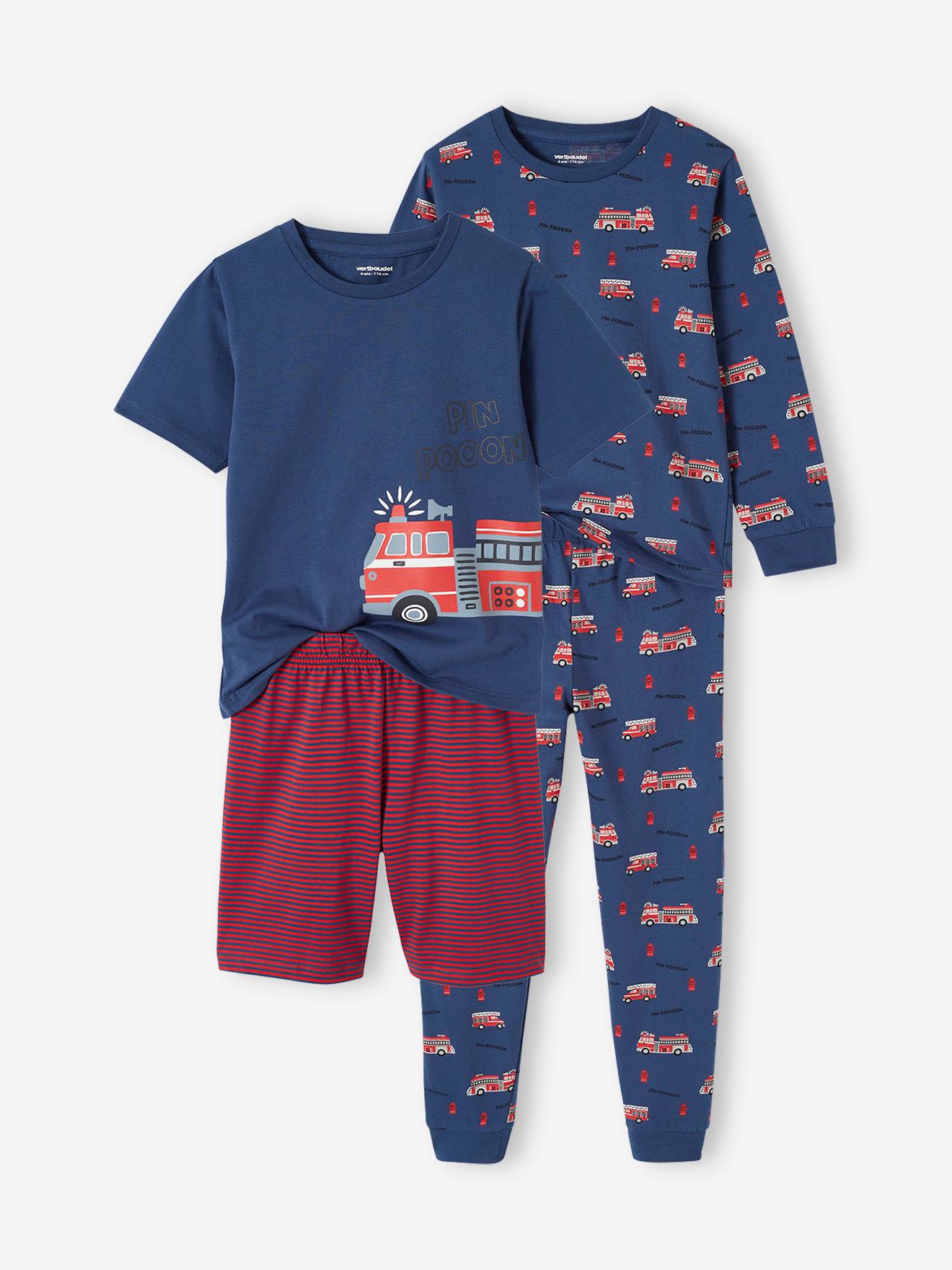 Lot pyjama + pyjashort pompiers garçon bleu océan