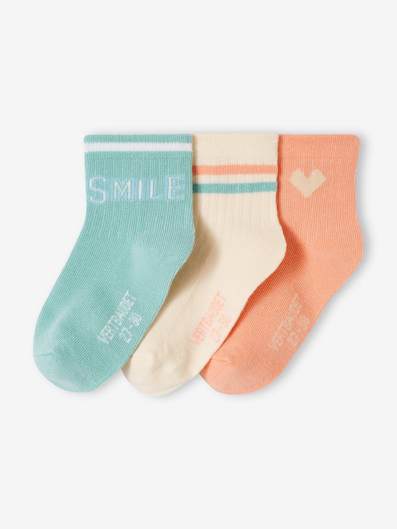 Lot de 3 paires de chaussettes sport fille écru