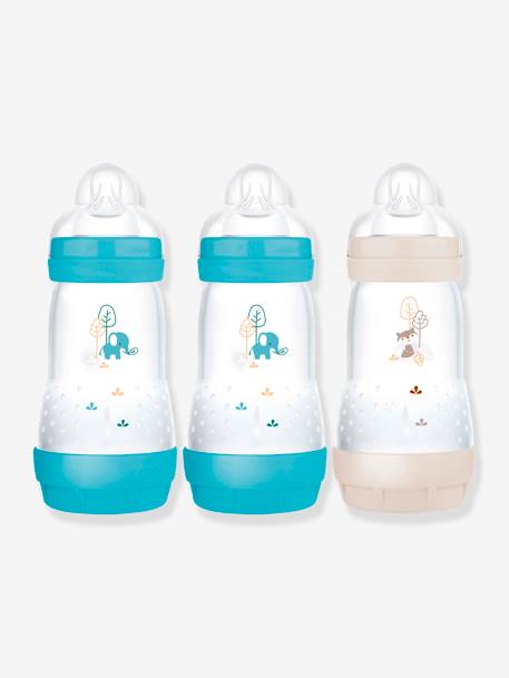 Mam - Lot de 3 biberon Easy Start anti-colique 260 ml océan/sable - Bleu
