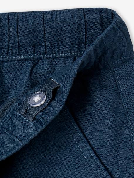 Pantalon garçon coton/lin léger beige chiné+bleu nuit+noisette+vert sauge 9 - vertbaudet enfant 