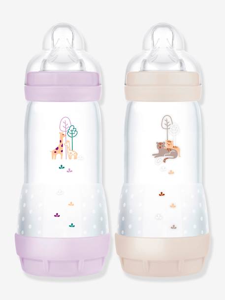 Mam - Lot de 2 biberon Easy Start anti-colique 320 ml lilas/sable - Rose