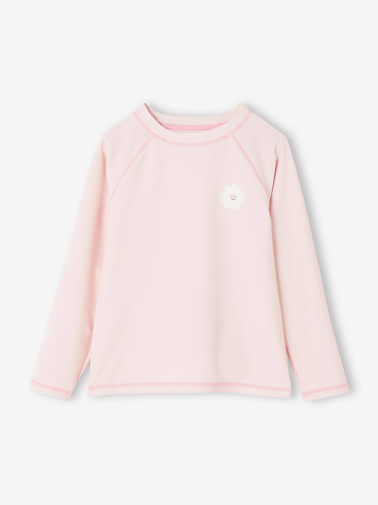 T-shirt de bain anti-UV fille rose imprimé
