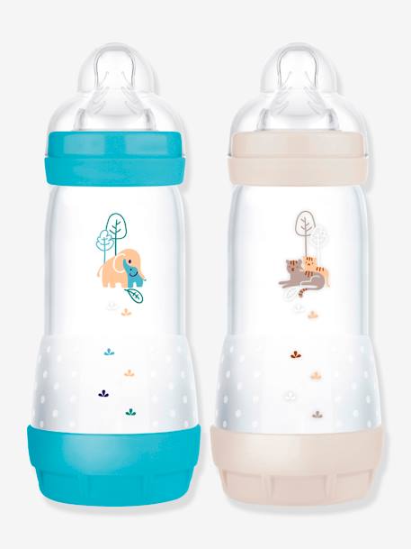 Mam - Lot de 2 biberon Easy Start anti-colique 320 ml océan/sable - Bleu