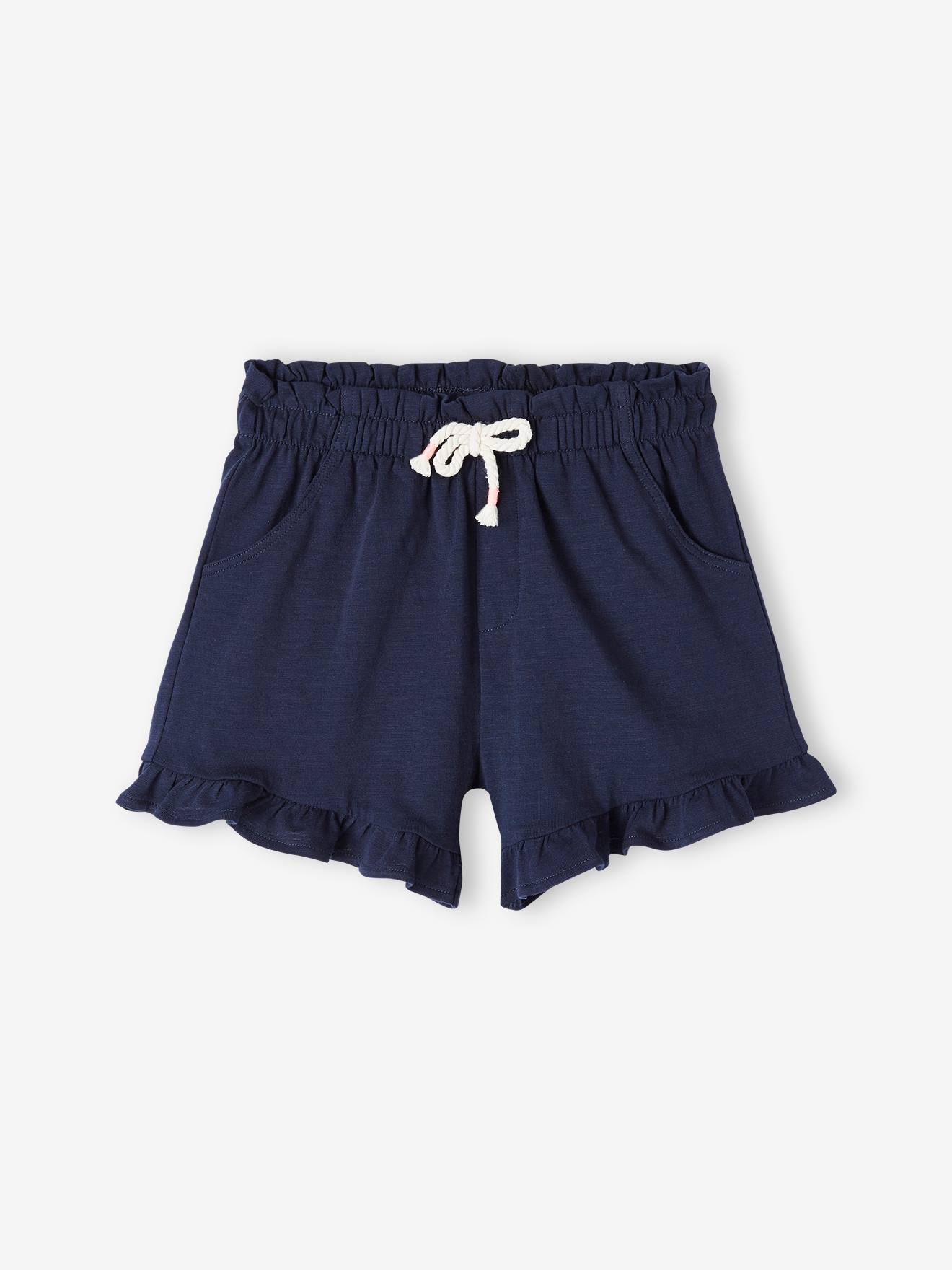 Short à volant fille marine