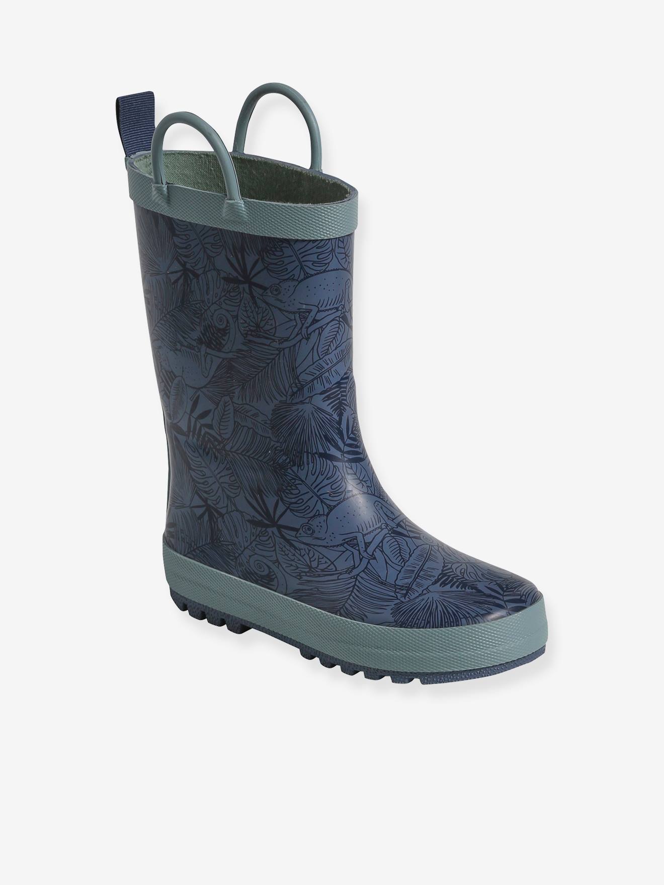 bottes de pluie caoutchouc enfant collection maternelle bleu imprimé