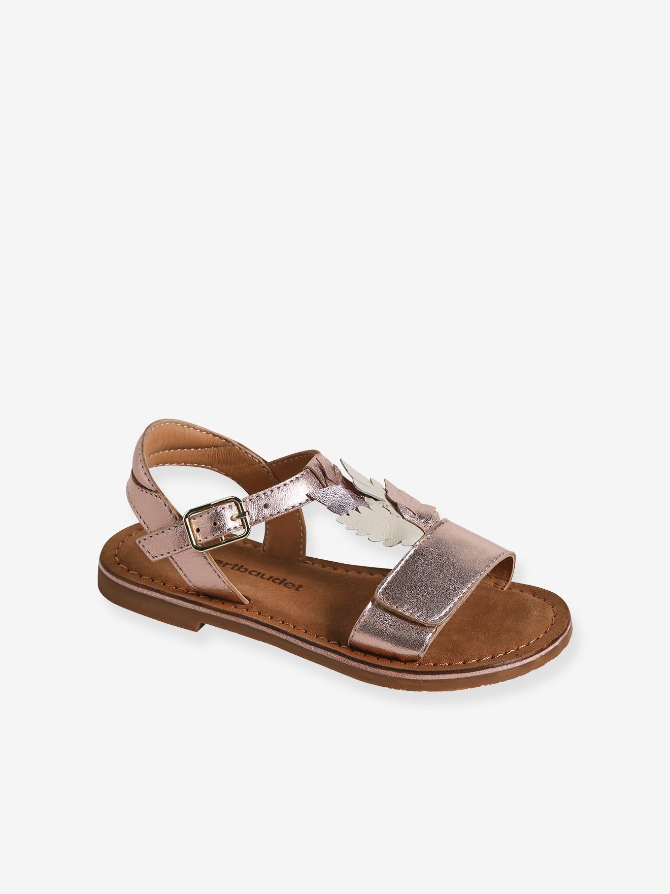 Sandales scratchées cuir enfant collection maternelle or