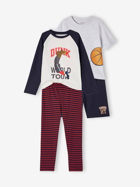 Garçon-Pyjama, surpyjama-Lot pyjama + pyjashort basket garçon