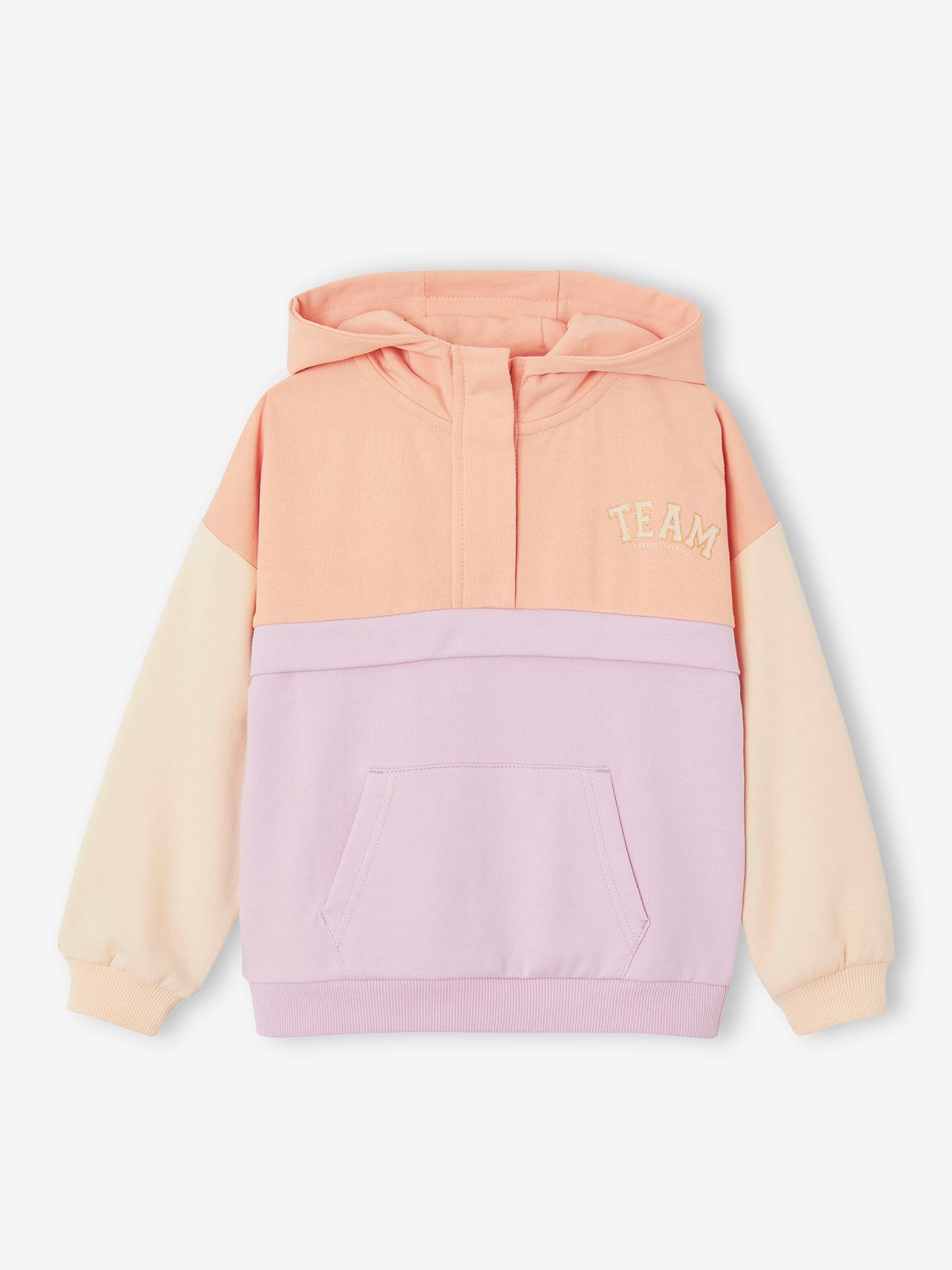 Sweat à capuche sport colorblock fille lilas