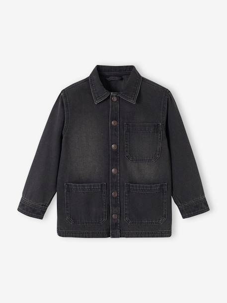 Chemise En Jean Pour Garçon - Occasion En Très Bon état, Détail Bleu Denim