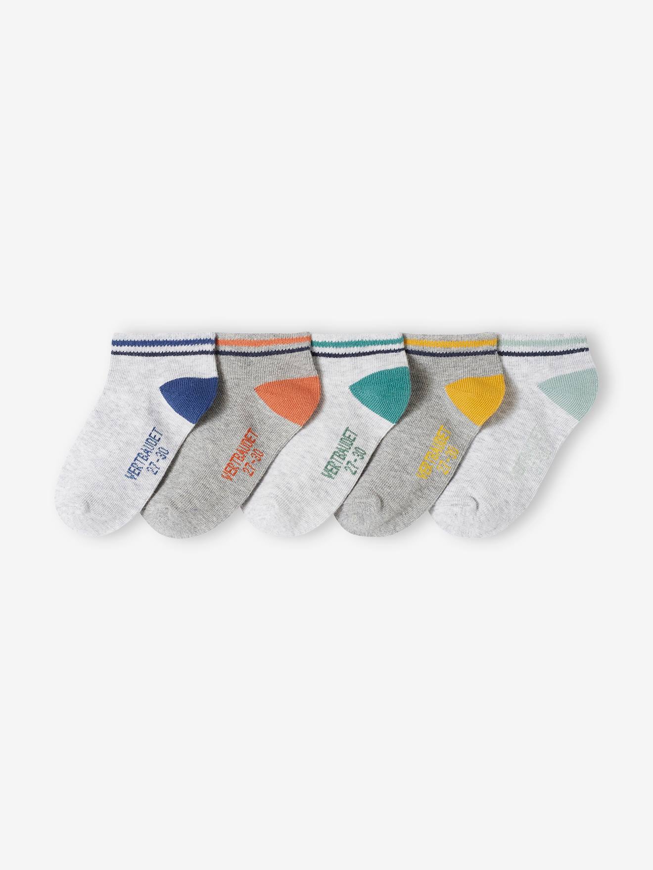Lot de 5 paires de soquettes garçon BASICS gris chiné