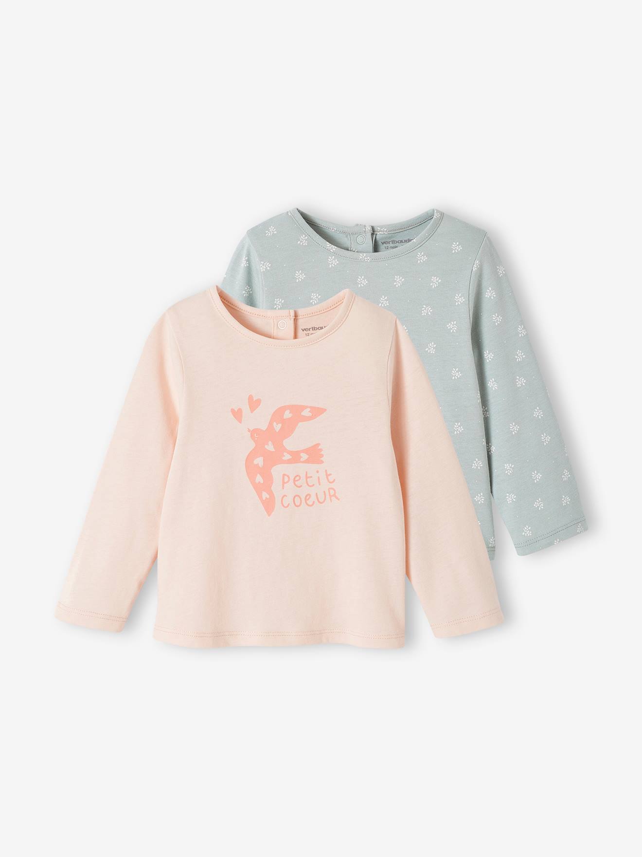 Lot de 2 T-shirts bébé vert sauge