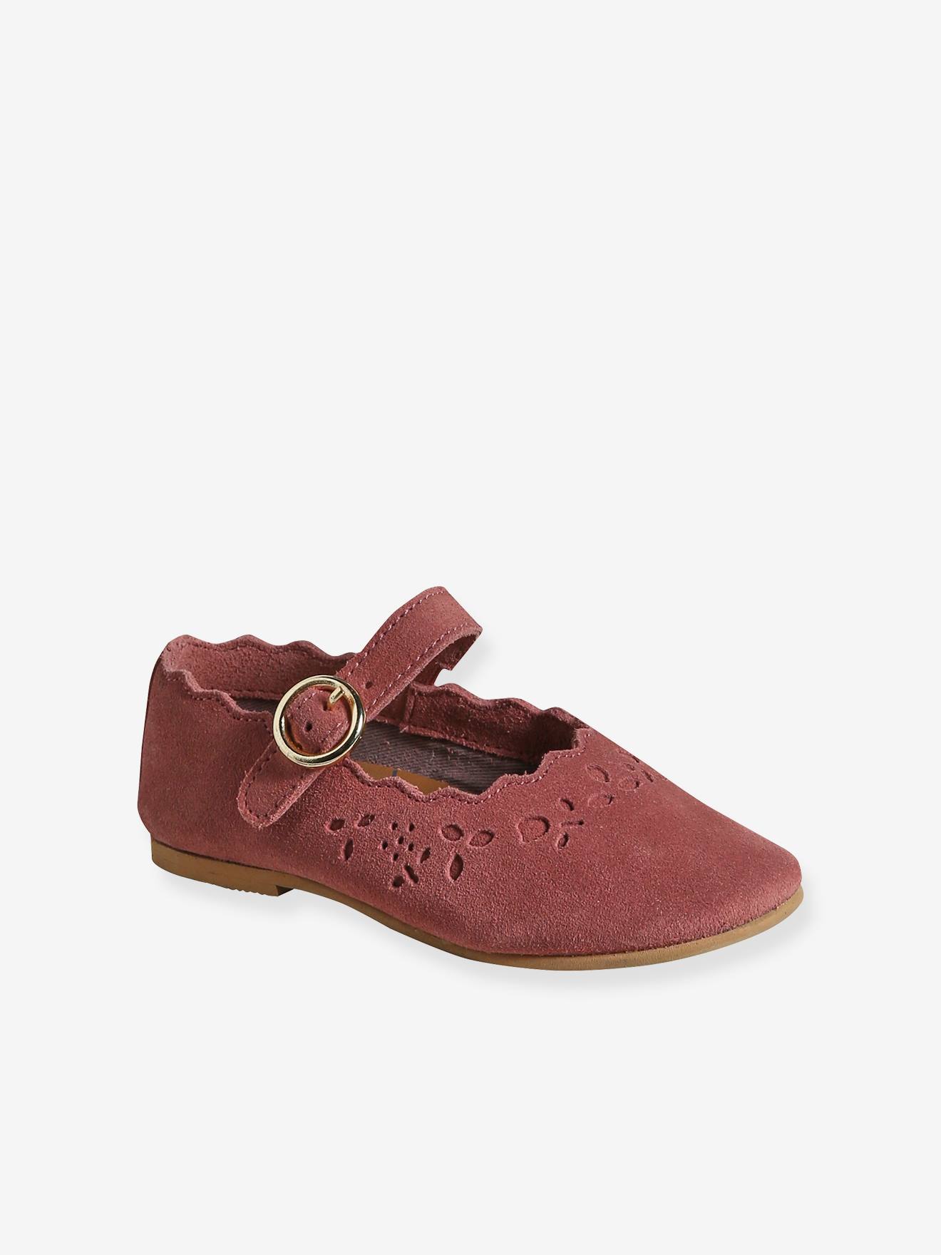 Ballerines cuir fille collection maternelle vieux rose