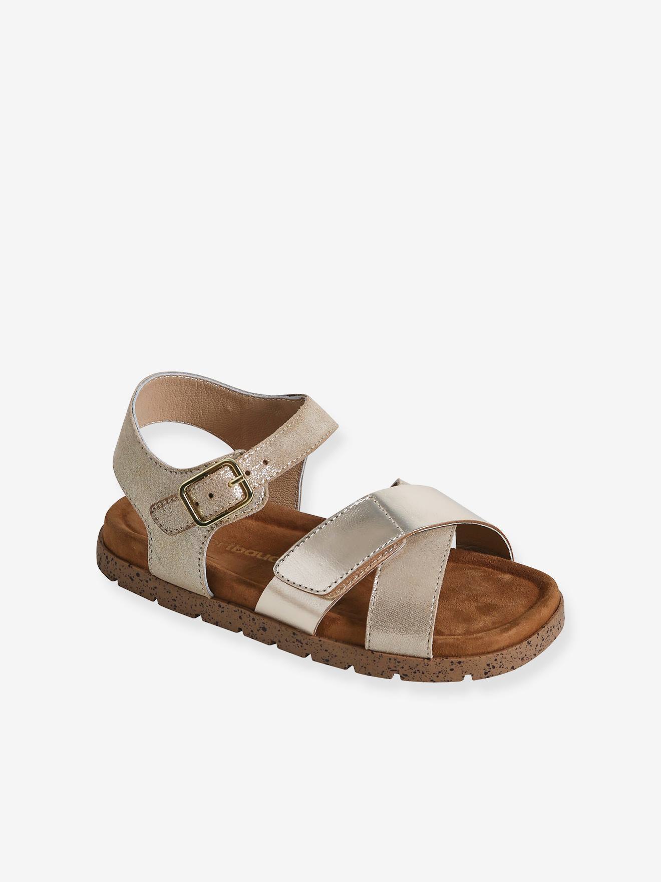 Sandales ouvertes cuir enfant collection maternelle or