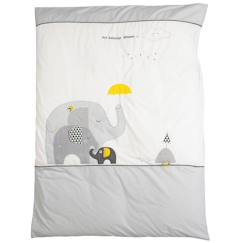 -Housse de couette et taie d'oreiller - BABYFAN - Gris - 100% coton - Adaptable sur lit bébé - 100x135 cm