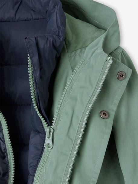 Parka 3 en 1 mi-saison garçon avec doudoune sans manches amovible marine+vert sauge 21 - vertbaudet enfant 