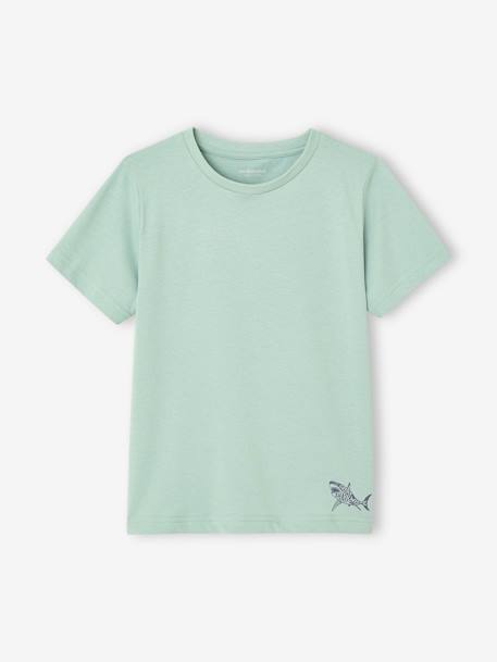 Lot de 3 T-shirts Basics garçon manches courtes blanc chiné+bleu azur+cappuccino+vert+vert d'eau 11 - vertbaudet enfant 