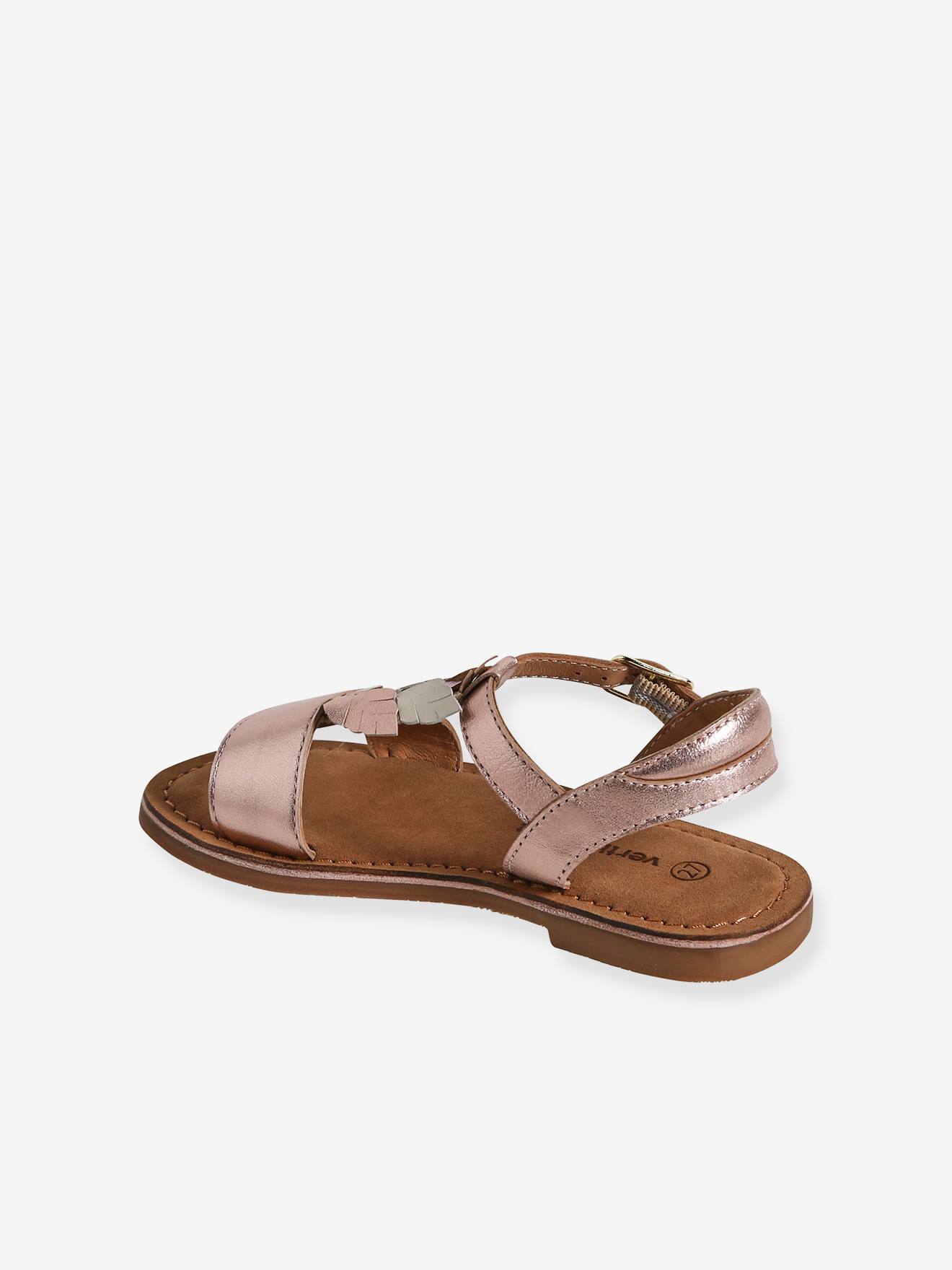 VERTBAUDET Sandales Scratchées Fermées Cuir Bébé Or 22 - Sandales Cuir Aérées Pour Tout-Petits