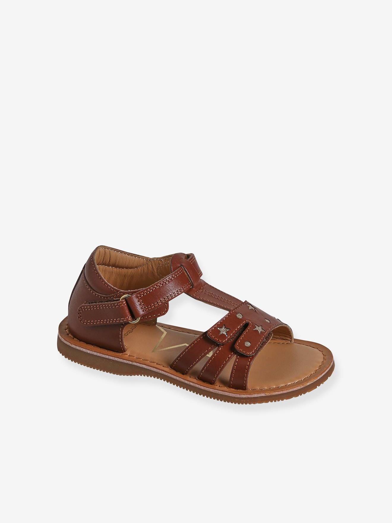 sandales scratchées cuir enfant collection maternelle marron