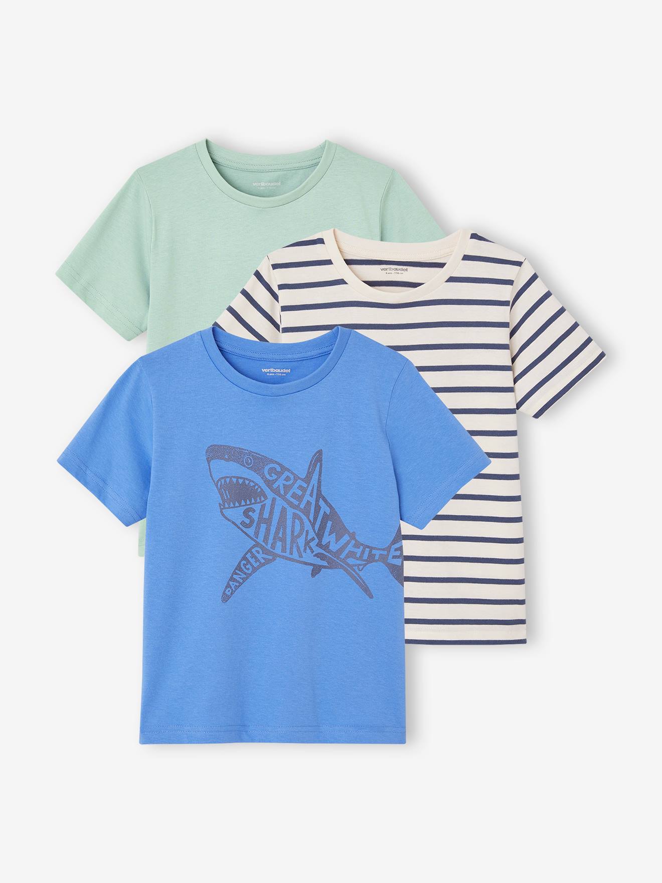 Lot de 3 T-shirts Basics garçon manches courtes bleu azur