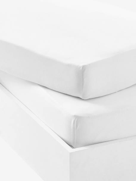 Vertbaudet - Lot de 2 draps-housses bébé en jersey extensible blanc