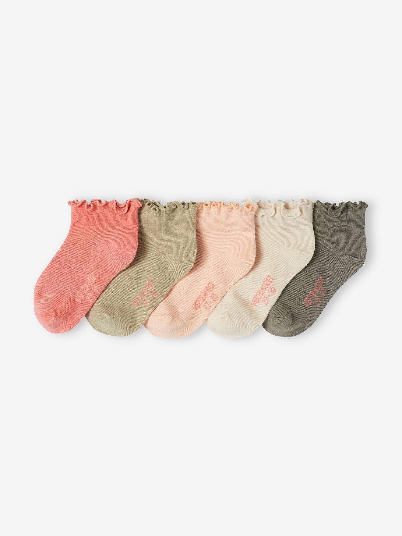 Lot de 5 paires de chaussettes volantées fille pivoine