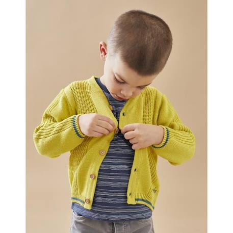 Fille-Cardigan en tricot BIO, vert acidulé