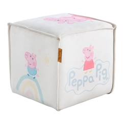 ROBA Pouf Bébé en Forme de Cube Peppa Pig - Pouf Enfant en Velours Doux - Beige / Motif Cochon  - vertbaudet enfant