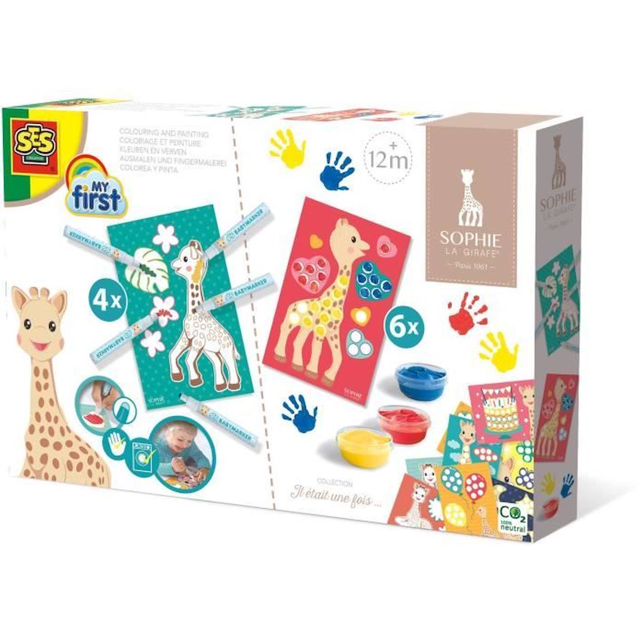 Kit Coloriage Et Peinture Sophie La Girafe Ses Creative - Pour Enfant De 12 Mois - Multicolore Blanc