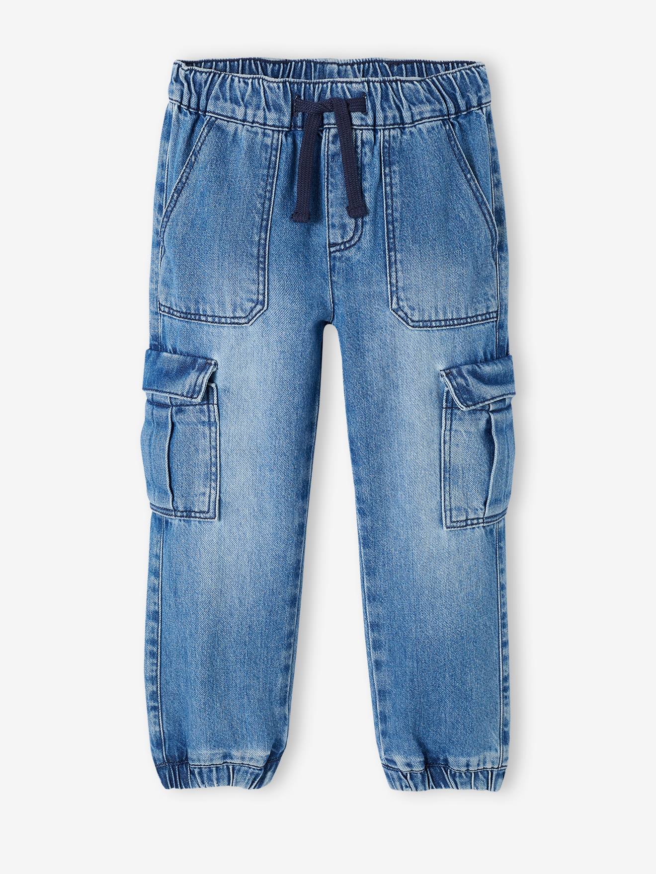 Pantalon battle denim garçon facile à enfiler stone