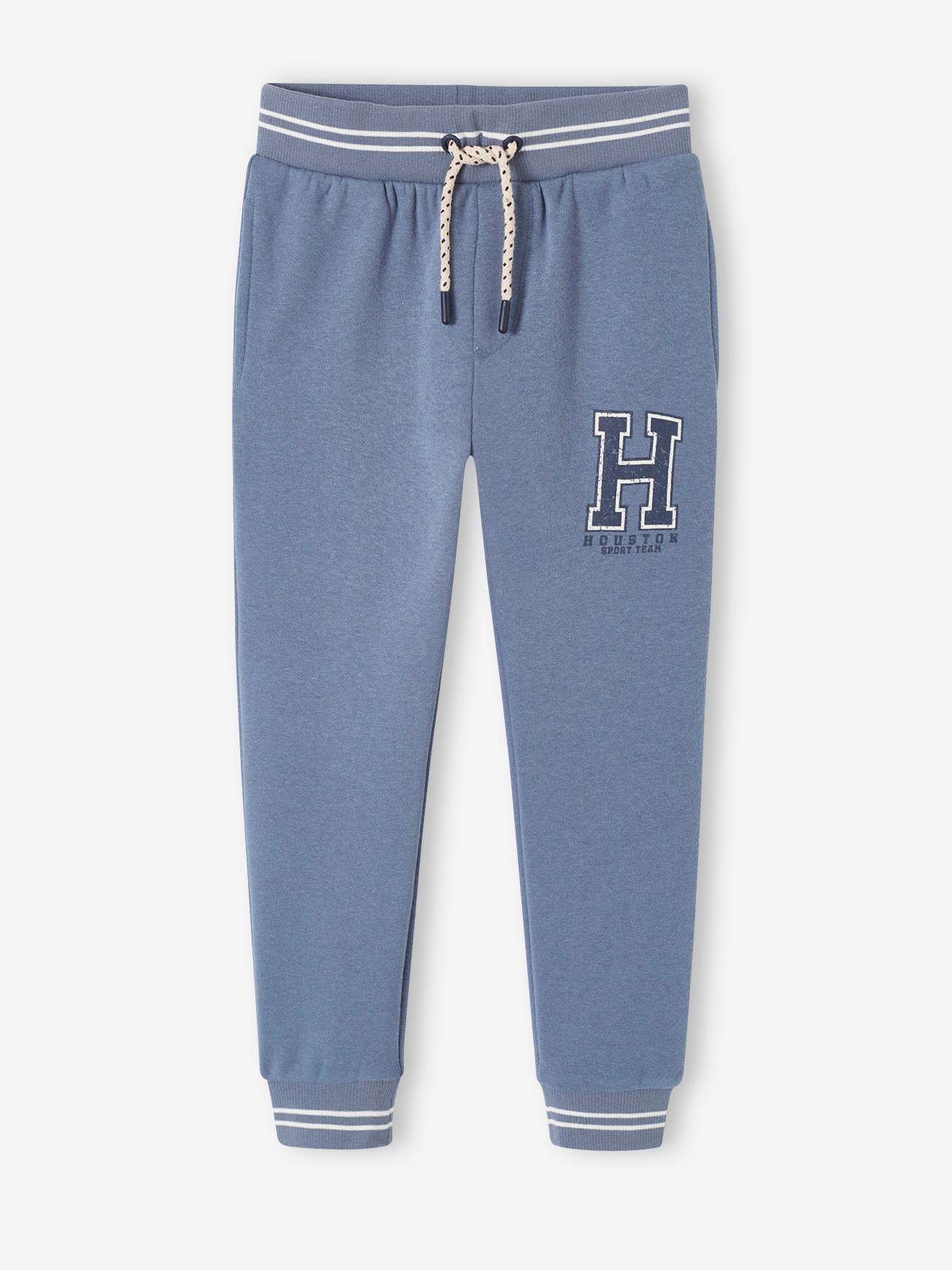 Pantalon jogging sport en molleton garçon. bleu grisé