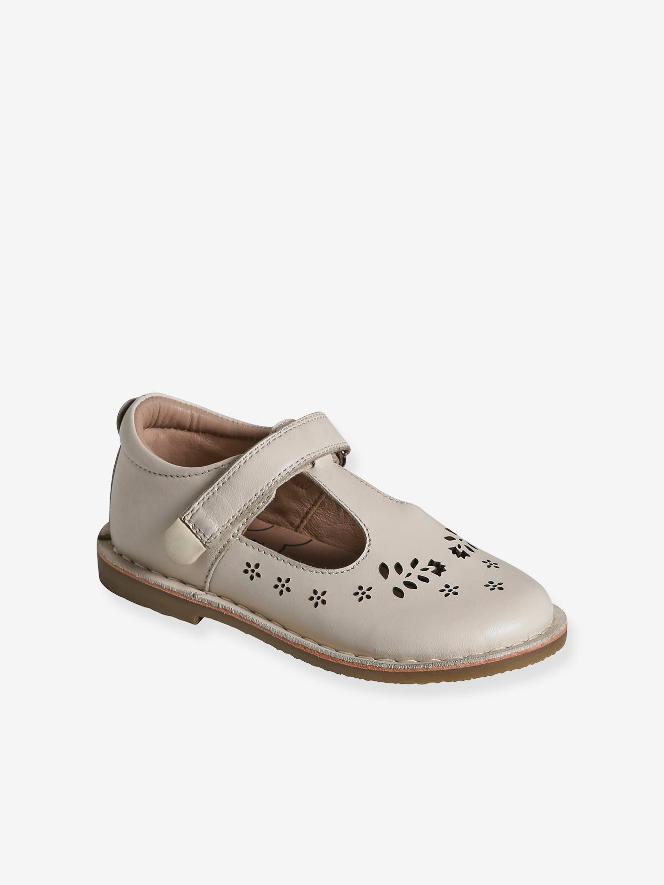 Salomés cuir fille collection maternelle écru