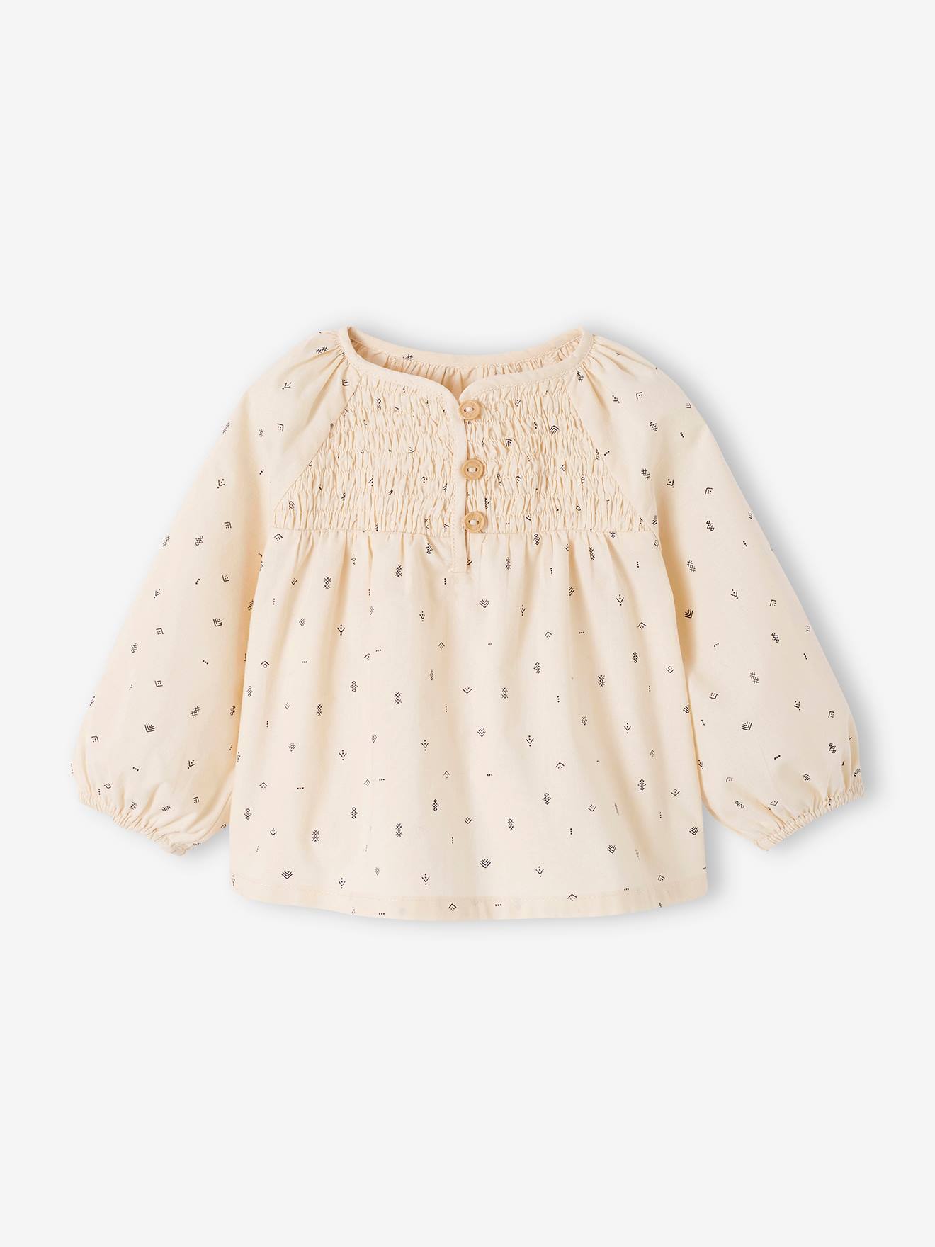 Blouse avec smocks bébé écru