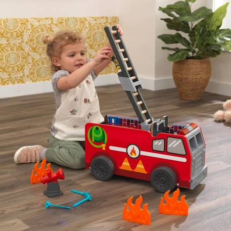 Camion de pompier en bois 2 en 1 - KidKraft - Avec sirène et lumières réalistes - Jouet enfant ROUGE 2 - vertbaudet enfant 