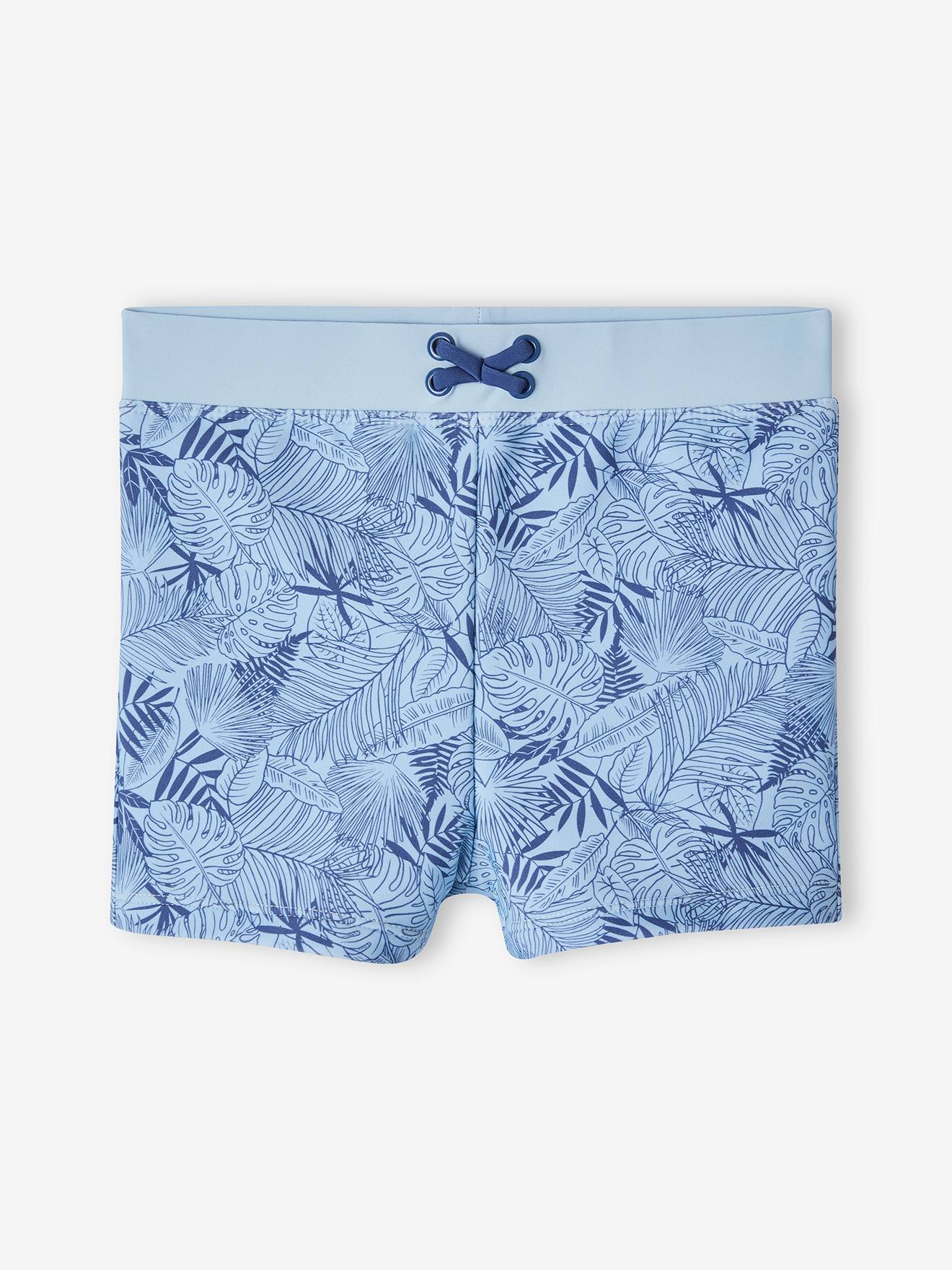 Shorty de bain feuillage garçon bleu ciel