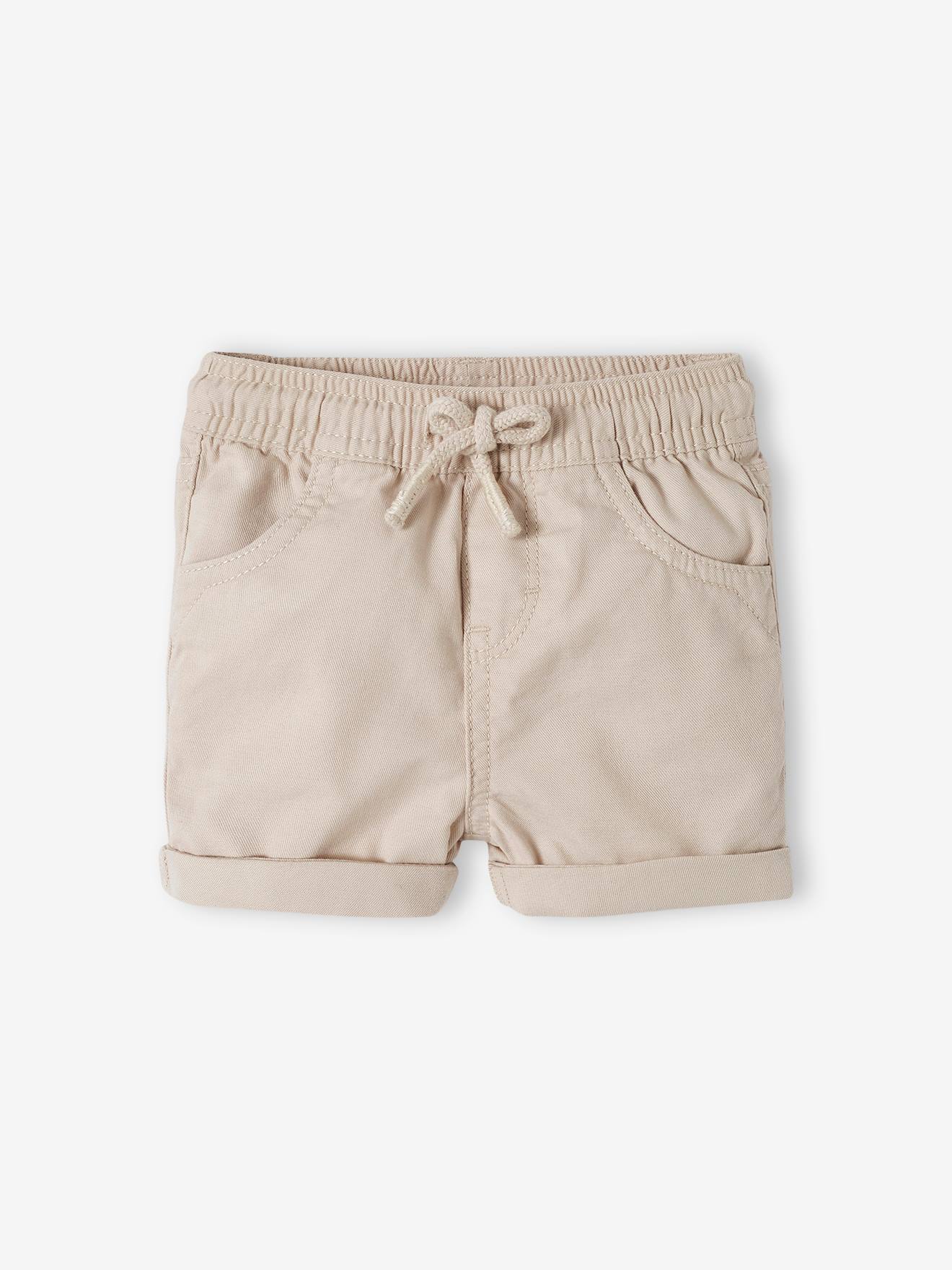Short sergé taille élastiquée bébé garçon beige
