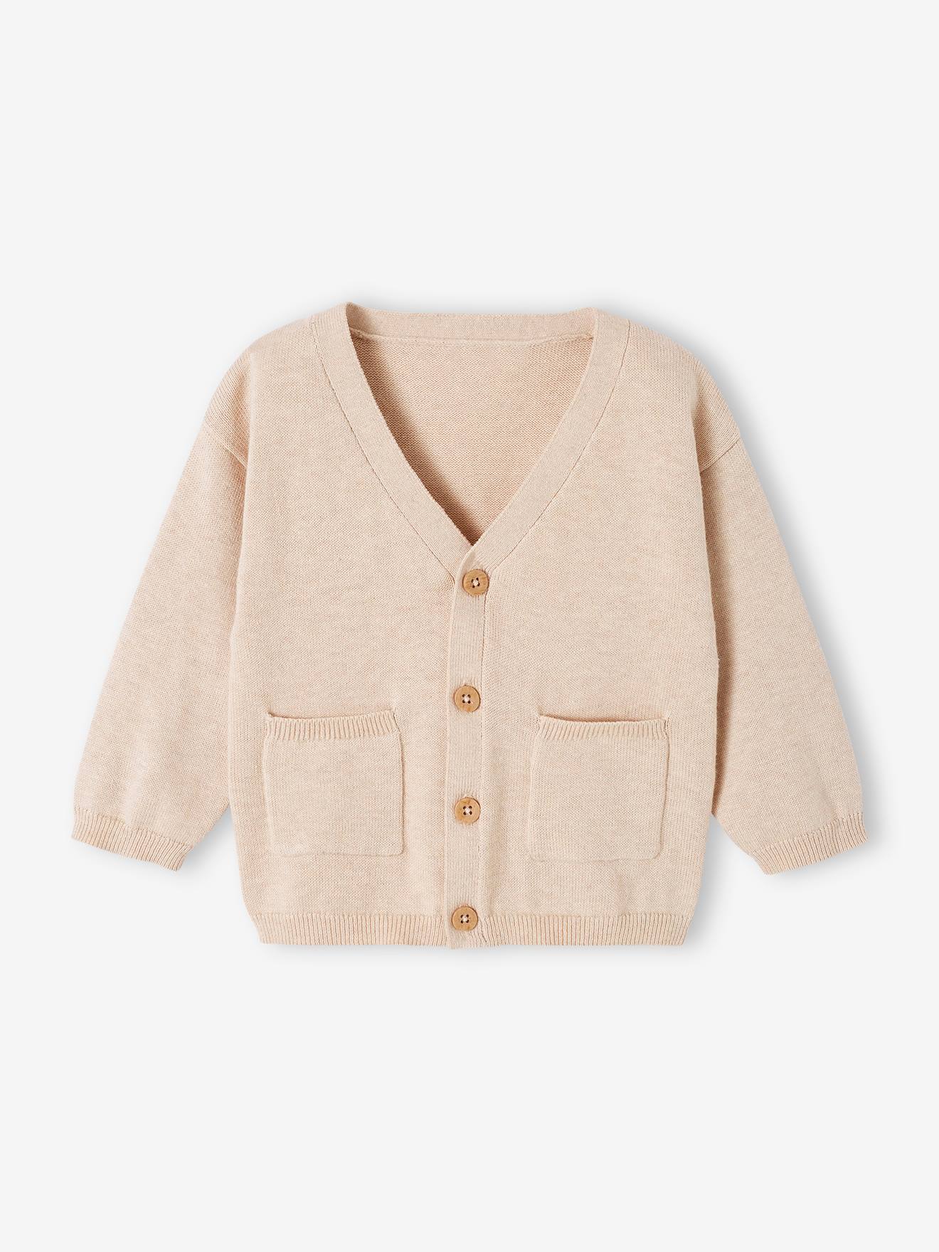 Gilet chiné col V bébé beige chiné