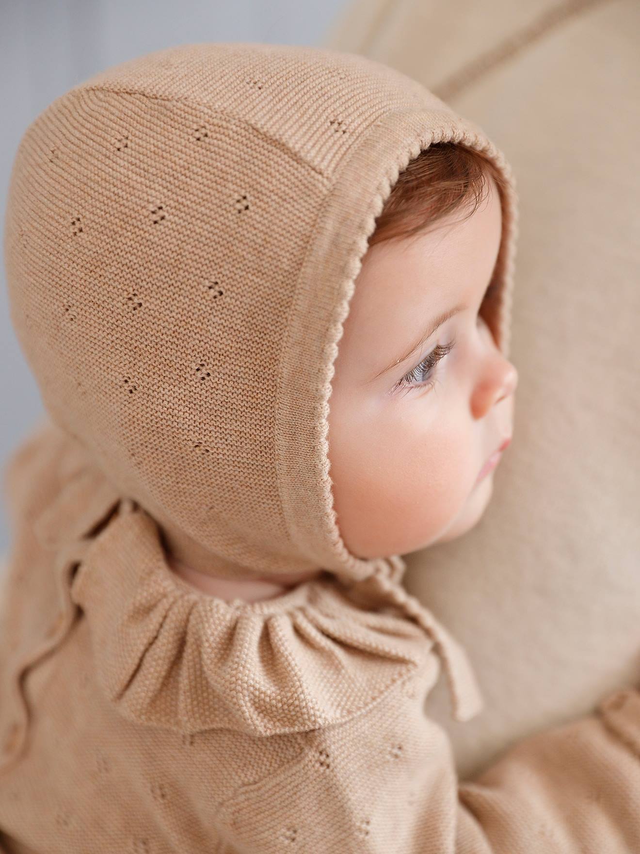 Barboteuse Manche Courte Baby Dim en beige pour bébé (0-2 ans