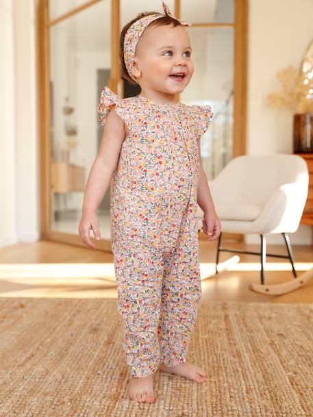 Bébé-Ensemble bébé fille combinaison + bandeau imprimés 