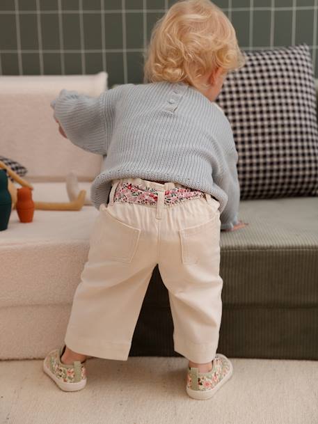 Pantalon large bébé avec ceinture à nouer écru 6 - vertbaudet enfant 