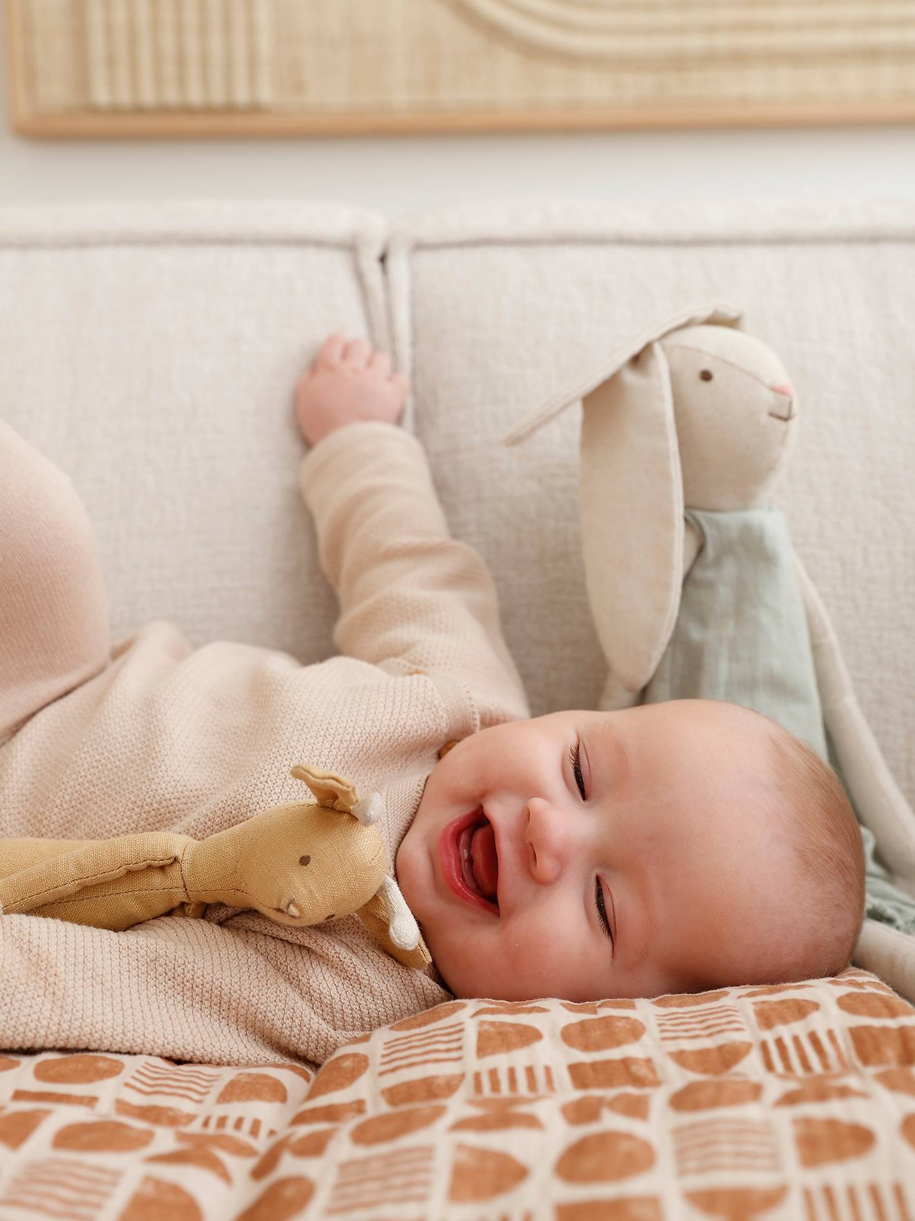 ensemble en tricot pull et legging naissance bébé beige