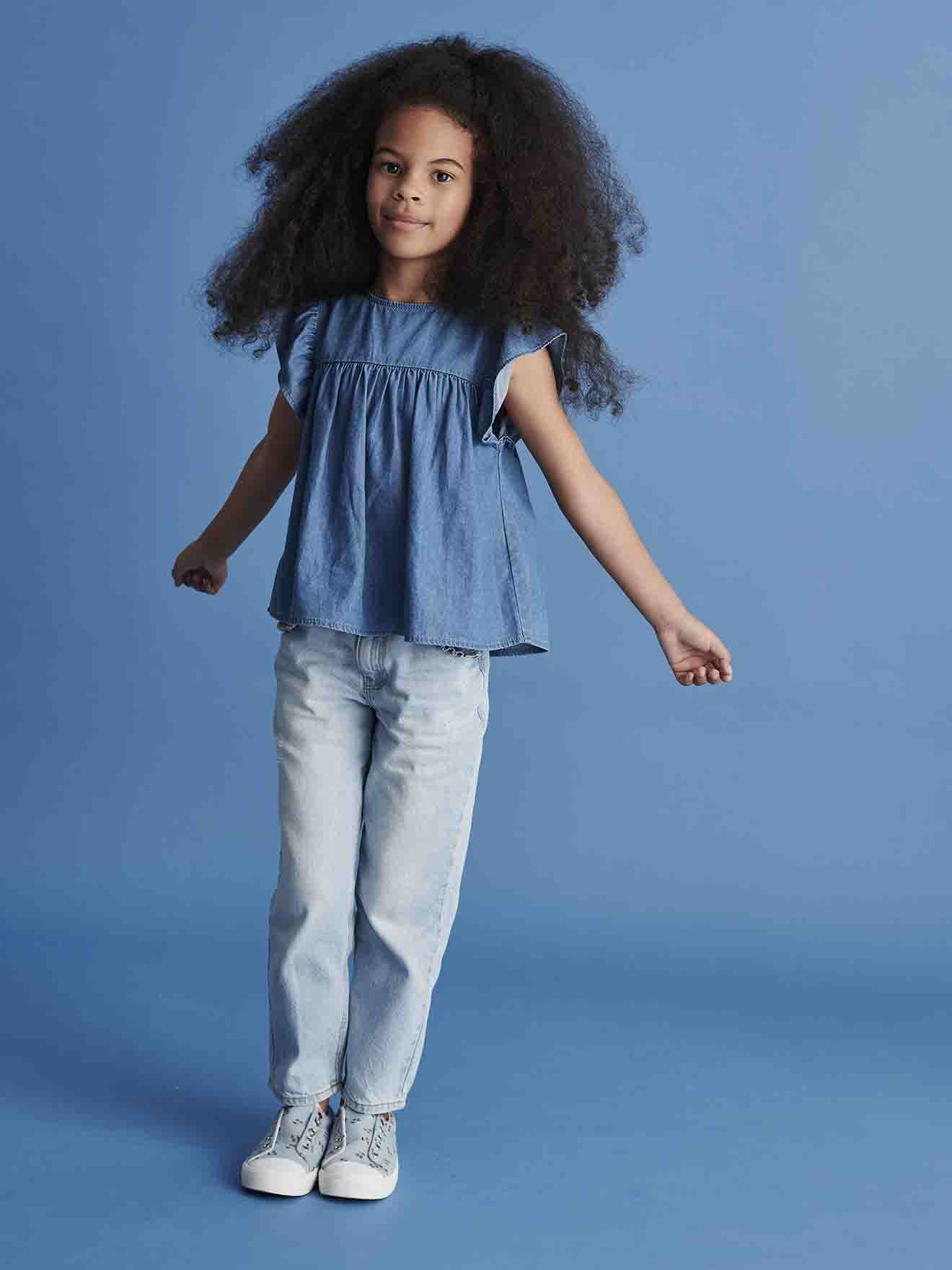 Jean droit MorphologiK fille tour de hanches Medium denim bleached