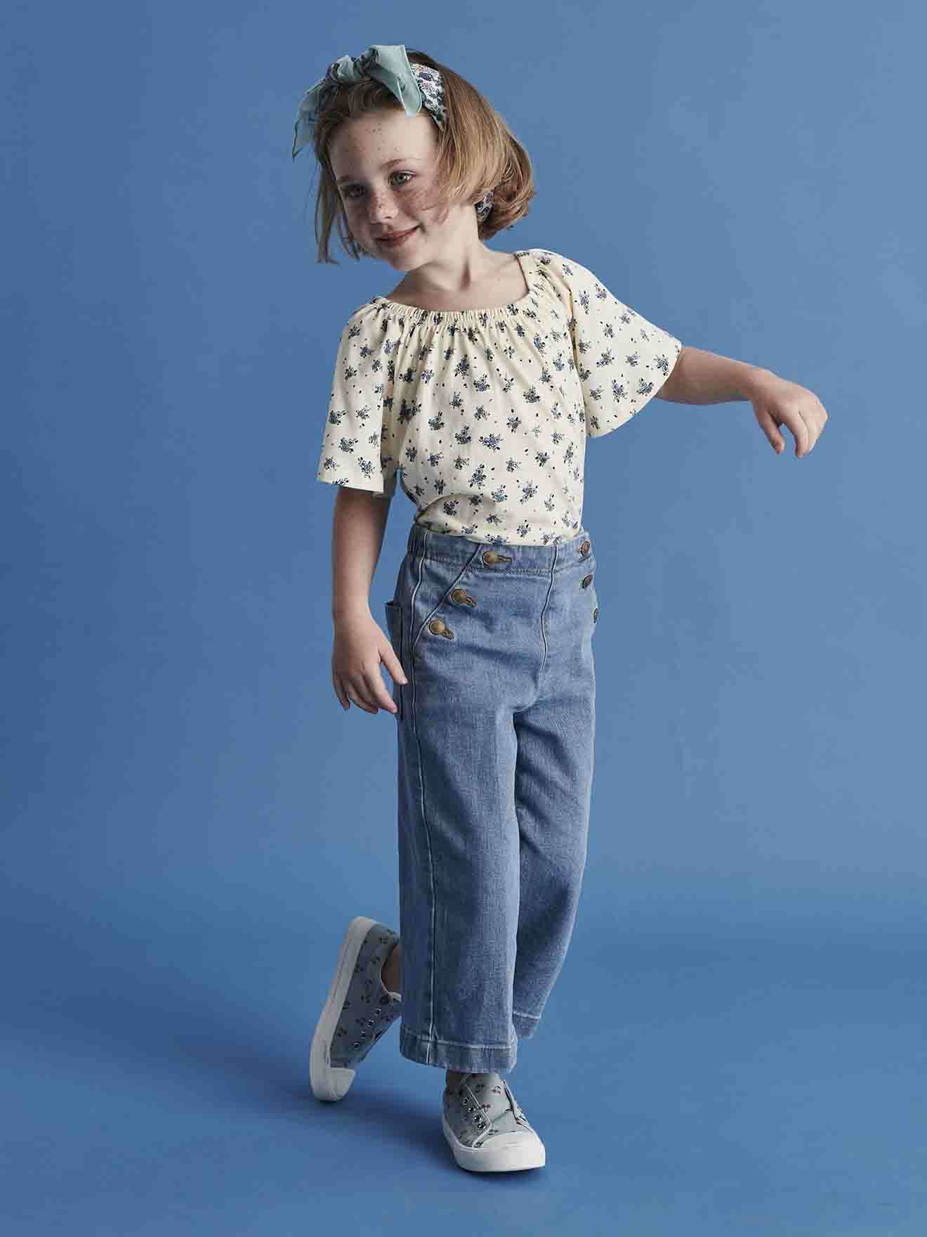 Vertbaudet - Tee-shirt blouse manches papillon fille écru