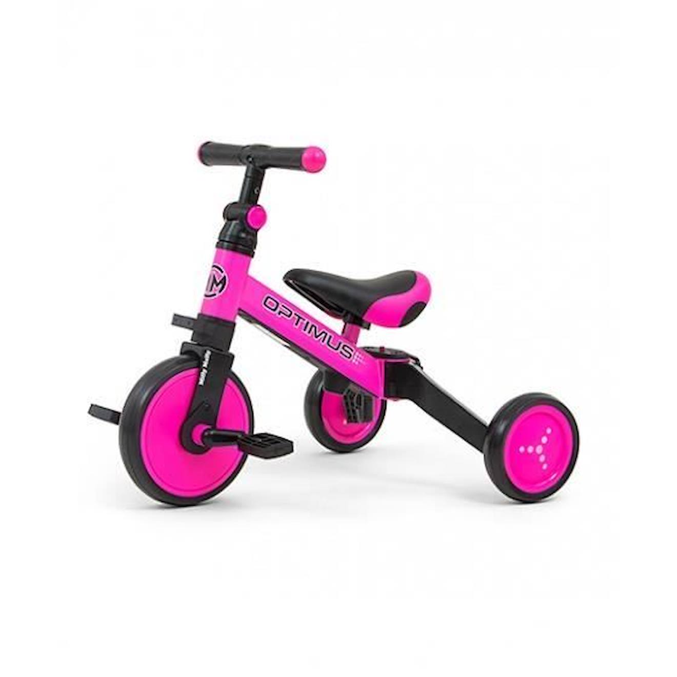 Tricycle 3-en-1 Milly Mally Optimus - Rose - Pour Enfant De 18 Mois À 4 Ans - Pneus En Caoutchouc Ro